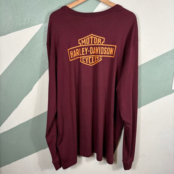 Harley Davidson Long Sleeve Shirt Men's 2XL Motorcycle Riding Cotton Crew Neck - Picture 10 of 10